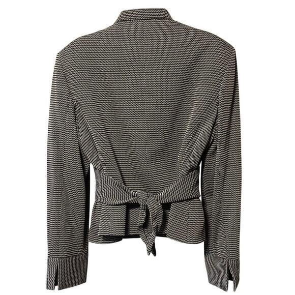 VTG Emanuel Ungaro Houndstooth Wool Blazer 3 Button Tie Back Lined Gray Size 14 - Picture 3 of 11